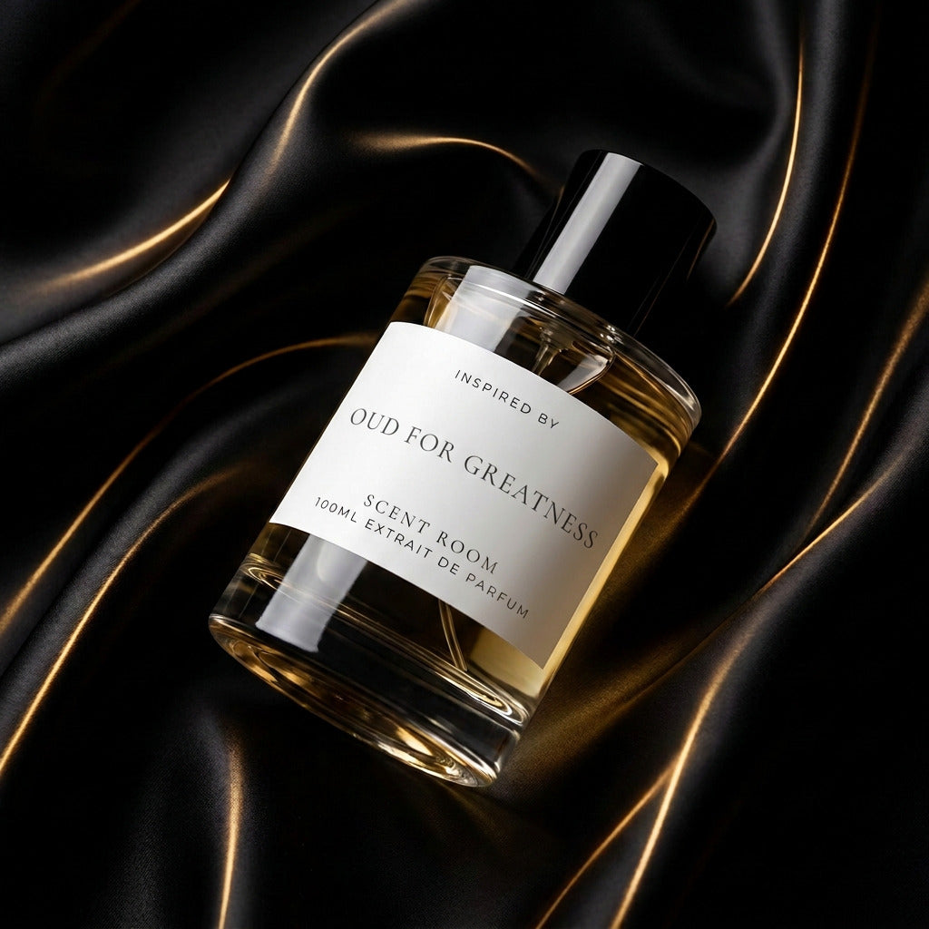 Oud for Greatness by Scent Room, extrait de parfum on black silk